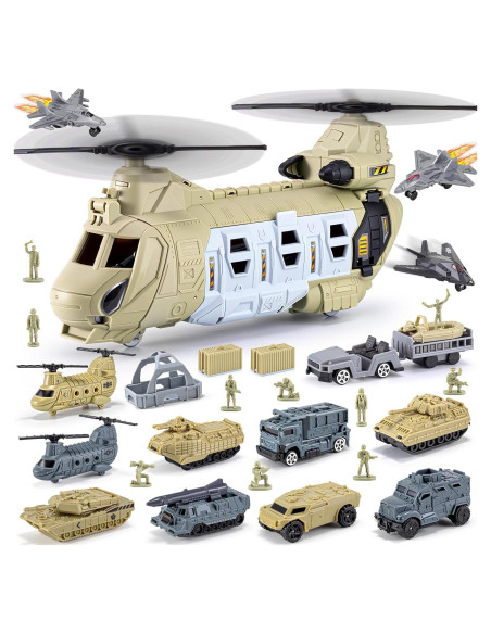 Juego de Juguetes de Helicóptero Militar XDUOYJOY 25.4x8.9x13.7cm Juego de Juguetes de Helicóptero Militar XDUOYJOY 25.4x8.9x13.7cm