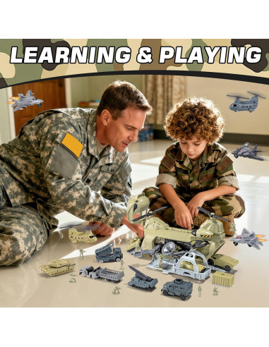 Juego de Juguetes de Helicóptero Militar XDUOYJOY 25.4x8.9x13.7cm