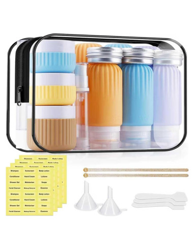 Set de Botellas de Viaje Silicona KOUWICH 25 Piezas TSA