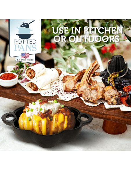 Asador de Ajo Potted Pans de Hierro Fundido Pre-Sazonado 19.1x16cm Asador de Ajo Potted Pans de Hierro Fundido Pre-Sazonado 19.1x16cm