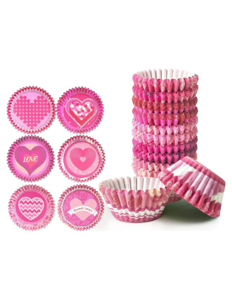 Forros de Cupcake San Valentín 300PCS qiqee Mini Corazón Forros de Cupcake San Valentín 300PCS qiqee Mini Corazón
