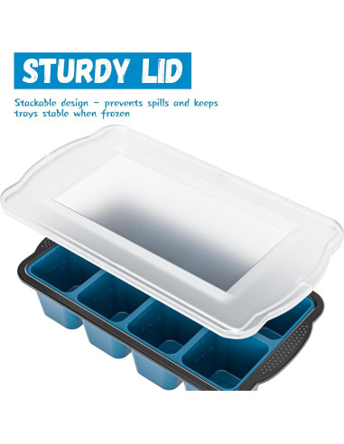 Bandeja de Hielo GORCI 2-Pack Silicona 16 Cubos 1.27 cm