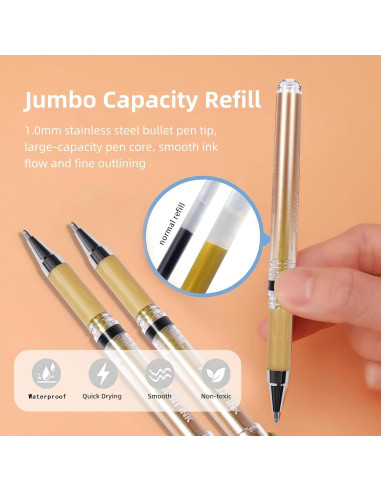 Juego de 3 bolígrafos de gel dorados IOMDRWU 1.0mm