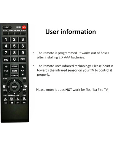 Control Remoto Universal Toshiba CT-90325 para TVs LCD LED 4K