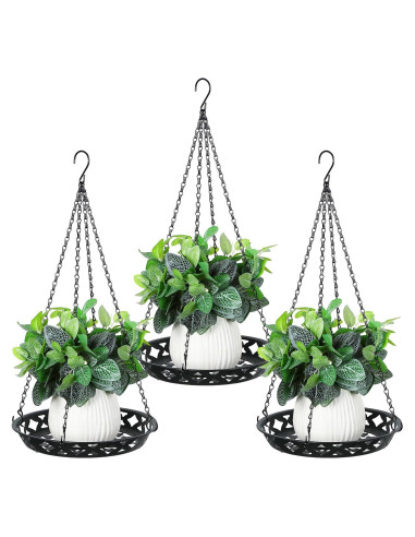 Soporte para Plantas Colgante Enhon 3 Pack 30 cm Metal Negro