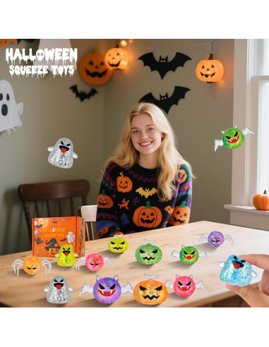 Paquete de 12 Pelotas Antiestrés Halloween GOSODME 5cm