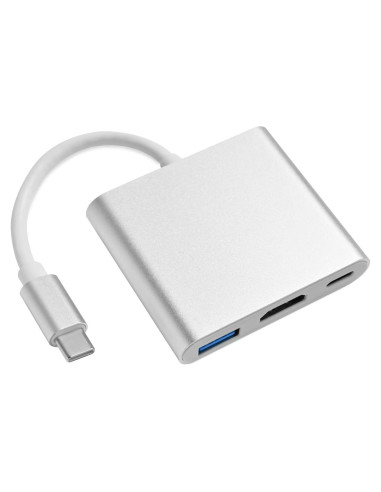 Adaptador USB C a HDMI 4K QAJOPFN 3 en 1 con carga USB