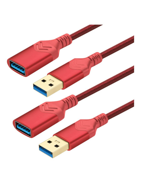 Cable de Extensión USB 3.0 ROFICORD 2Pack 0.61m Rojo Cable de Extensión USB 3.0 ROFICORD 2Pack 0.61m Rojo