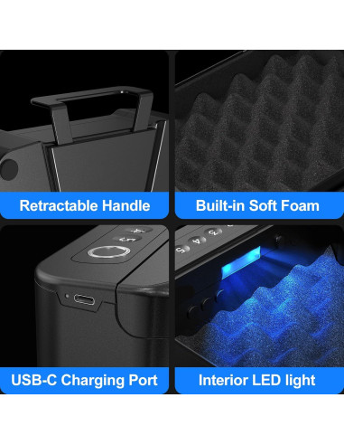 Caja Fuerte Biométrica AINIRO para Pistolas - Portátil 29x20cm