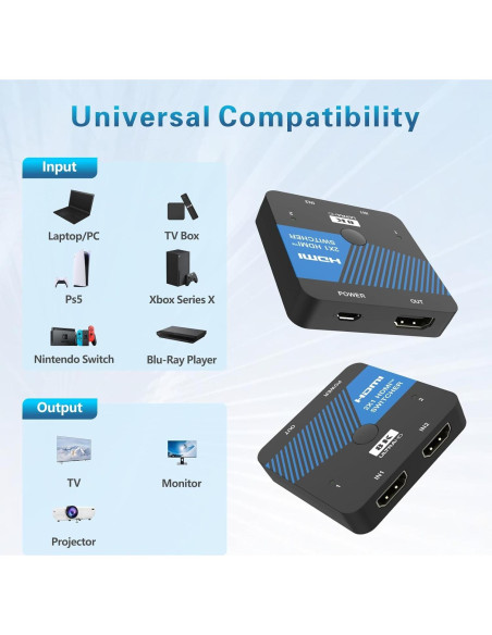 Conmutador HDMI 2.1 iArkPower 8K 4K@120Hz HDR10+ Conmutador HDMI 2.1 iArkPower 8K 4K@120Hz HDR10+