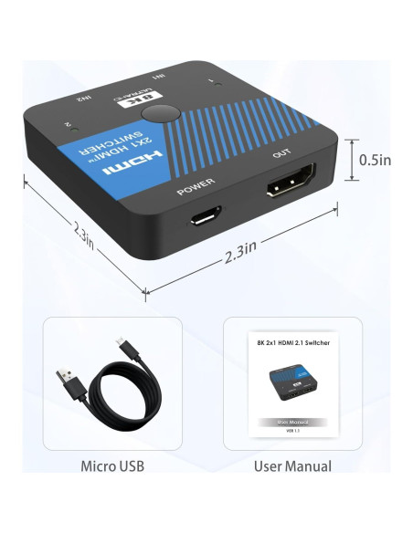 Conmutador HDMI 2.1 iArkPower 8K 4K@120Hz HDR10+ Conmutador HDMI 2.1 iArkPower 8K 4K@120Hz HDR10+