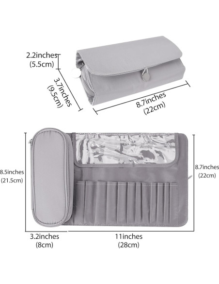 Bolsa de Maquillaje Plegable LUEXBOX Gris para Viaje Bolsa de Maquillaje Plegable LUEXBOX Gris para Viaje