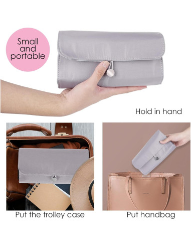 Bolsa de Maquillaje Plegable LUEXBOX Gris para Viaje