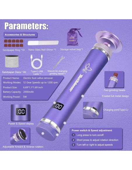 Removedor de Callos Eléctrico Butiblener MY-101 Inalámbrico 3 en 1 Removedor de Callos Eléctrico Butiblener MY-101 Inalámbrico 3 en 1