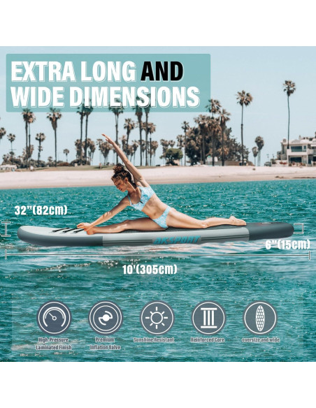 Tabla de Paddle Inflable AKSPORT SN063 3.05m Gris con Accesorios Tabla de Paddle Inflable AKSPORT SN063 3.05m Gris con Accesorios