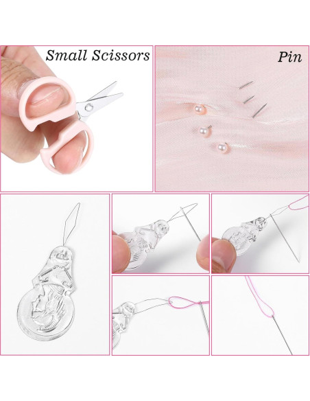 Kit de Costura Mini QfwdfcTrenz Rosa - 6 Piezas Portátil Kit de Costura Mini QfwdfcTrenz Rosa - 6 Piezas Portátil