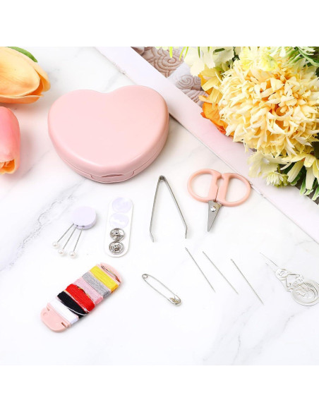Kit de Costura Mini QfwdfcTrenz Rosa - 6 Piezas Portátil Kit de Costura Mini QfwdfcTrenz Rosa - 6 Piezas Portátil