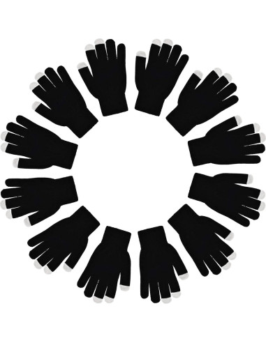 12 Pares Guantes de Invierno Táctiles Unisex Acrílico Cálidos