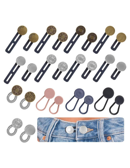 Extensores de Botones para Jeans Phinus - 26 Pcs Metal y Silicona Extensores de Botones para Jeans Phinus - 26 Pcs Metal y Silicona