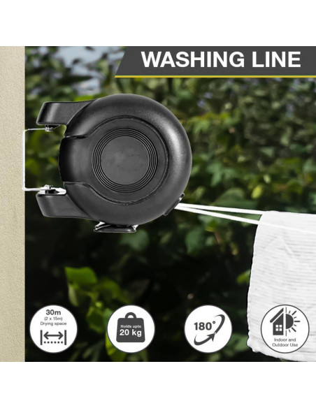 Tendedero Retráctil Doble HOXSURY 30 m Resistente Interior/Exterior Tendedero Retráctil Doble HOXSURY 30 m Resistente Interior/Exterior