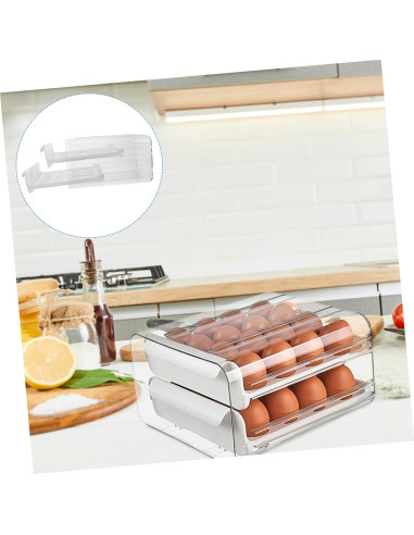 Contenedor de Almacenamiento de Huevos Tofficu Doble Cajón 23.5x21.5cm