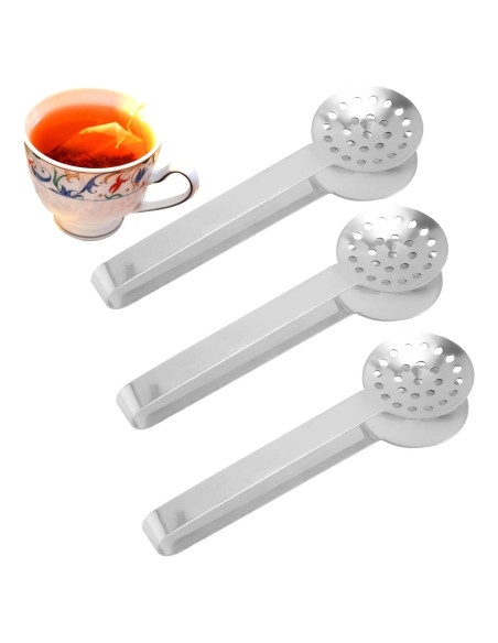 3 Pinzas para Bolsas de Té Acero Inoxidable Lasuroa 15.3cm 3 Pinzas para Bolsas de Té Acero Inoxidable Lasuroa 15.3cm