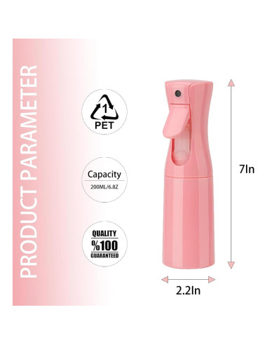 Botella de Spray Hzyxgs 200ml Rosa para Cabello y Limpieza