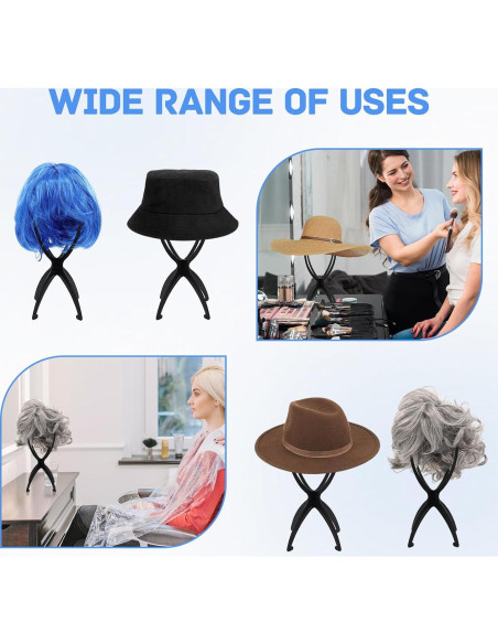 Paquete de 3 Soportes para Pelucas + 3 Peines - Negro