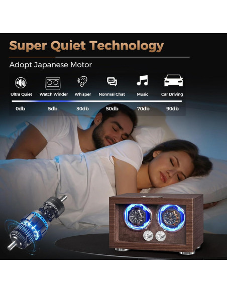 Winder Doble para Relojes ANWBROAD con Luz LED y Motor Silencioso Winder Doble para Relojes ANWBROAD con Luz LED y Motor Silencioso