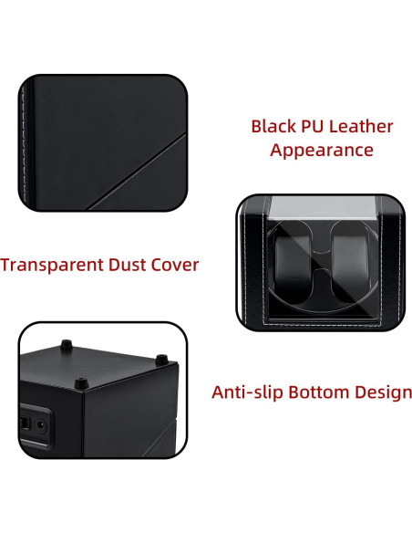 Mcbazel Winder Doble para Relojes Automáticos Cuero Negro Mcbazel Winder Doble para Relojes Automáticos Cuero Negro