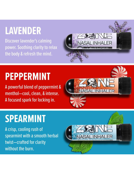 Inhalador Nasal Zone - Aromaterapia Natural 3-Pack Menta y Lavanda Inhalador Nasal Zone - Aromaterapia Natural 3-Pack Menta y Lavanda