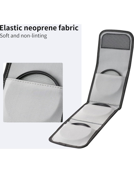 Funda de Filtro de Lente Walking Way 3 Compartimentos 82mm Funda de Filtro de Lente Walking Way 3 Compartimentos 82mm