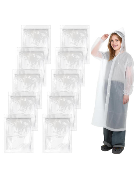 Paquete de 10 Ponchos de Lluvia Reutilizables Qulkws 121.92x68.58cm Paquete de 10 Ponchos de Lluvia Reutilizables Qulkws 121.92x68.58cm