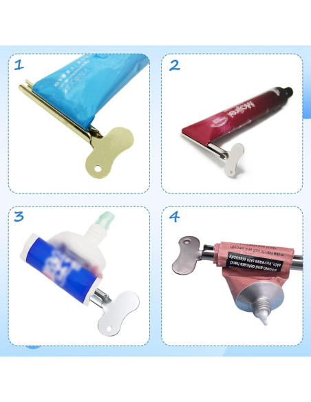 Juego de 6 exprimidores de pasta de dientes PENGJINYU - Acero inoxidable Juego de 6 exprimidores de pasta de dientes PENGJINYU - Acero inoxidable