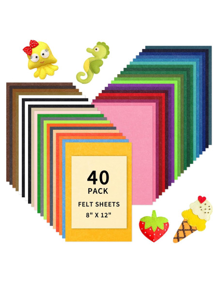 Hojas de Fieltro HTVRONT 40pcs A4 20x30cm 1mm Colores Variados Hojas de Fieltro HTVRONT 40pcs A4 20x30cm 1mm Colores Variados