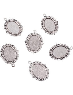 Kissitty 50 Piezas Cabochón Ovalado Plata Antigua 18x13mm 2