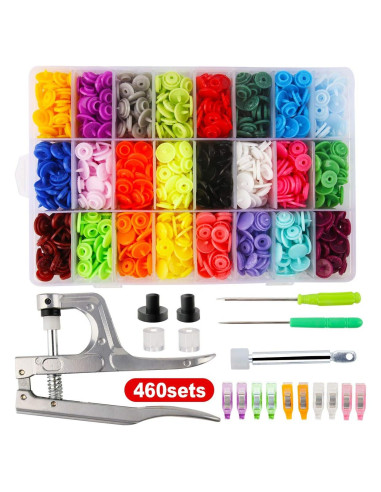 Kit de 460 Botones de Plástico Cenoz T5 con Pinzas - 24 Colores