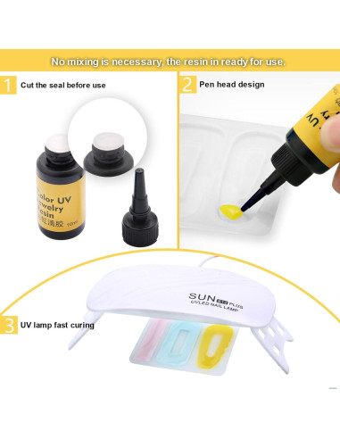 Resina UV de Colores DIYcraft - 24 Colores, 10ml Cada Uno