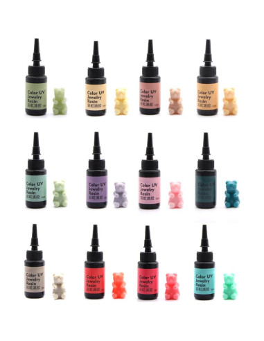 Resina UV de Colores DIYcraft - 24 Colores, 10ml Cada Uno