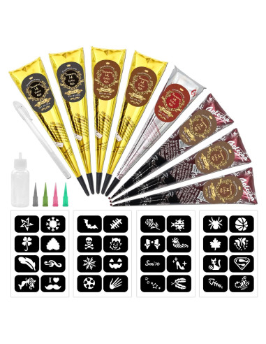 Kit de Tatuajes Temporales InkForge 8 Piezas 4 Colores