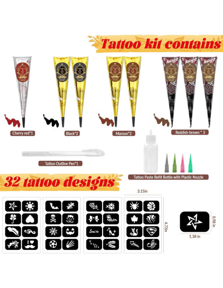 Kit de Tatuajes Temporales InkForge 8 Piezas 4 Colores Kit de Tatuajes Temporales InkForge 8 Piezas 4 Colores