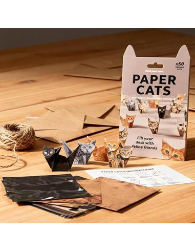 Kit de Origami Gatos - 50 Hojas de Papel Ecológico YIJIE