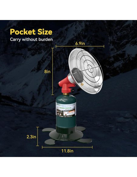 Calentador de Propano Portátil Fervidus 6500 BTU Camping Calentador de Propano Portátil Fervidus 6500 BTU Camping