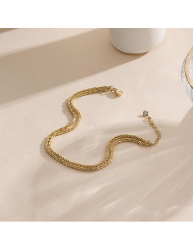 Pulsera de Tobillo Ajustable Oro 14K y Plata Esterlina