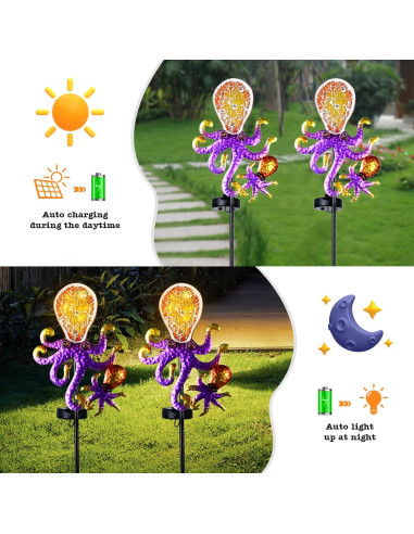 Luces Solares Decorativas Yiosax Pulpo 7 LED Jardín 86 cm