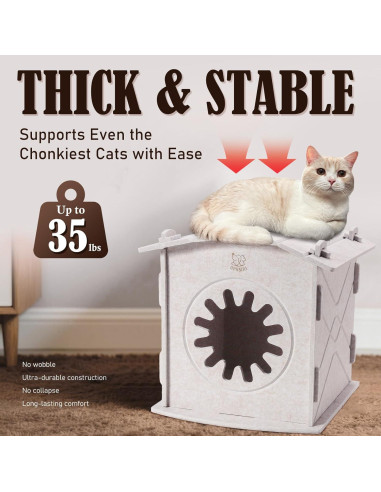 Casa para Gatos Apasiri Beige 38x36x38cm Resistente a Arañazos