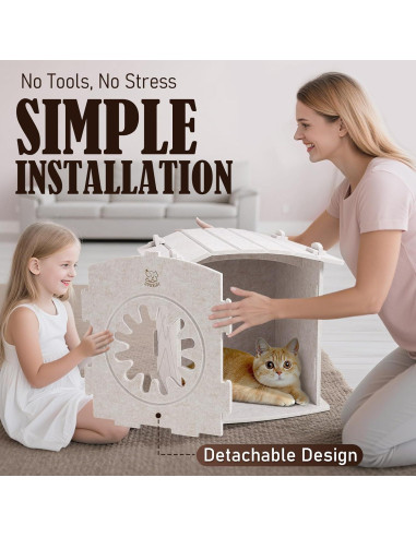Casa para Gatos Apasiri Beige 38x36x38cm Resistente a Arañazos