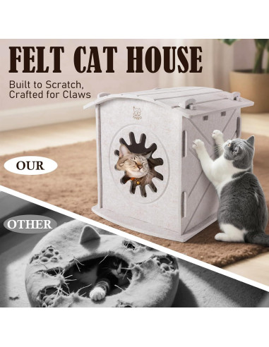 Casa para Gatos Apasiri Beige 38x36x38cm Resistente a Arañazos