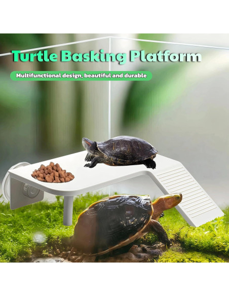 Plataforma de Sol para Tortugas Ovimyne Mediana Blanca con Ventosas Plataforma de Sol para Tortugas Ovimyne Mediana Blanca con Ventosas