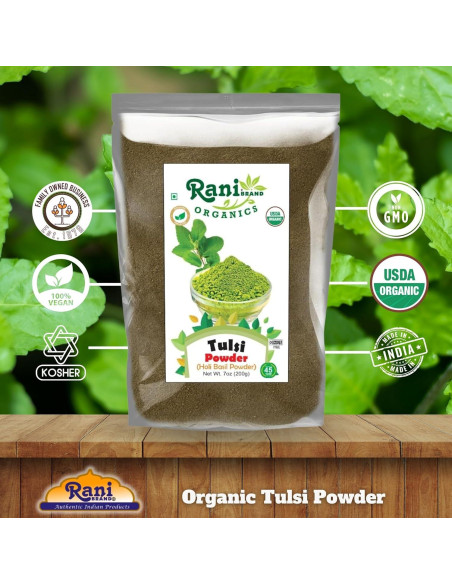 Polvo de Albahaca Sagrada Orgánica Rani 200g - Sin Gluten, Vegano Polvo de Albahaca Sagrada Orgánica Rani 200g - Sin Gluten, Vegano